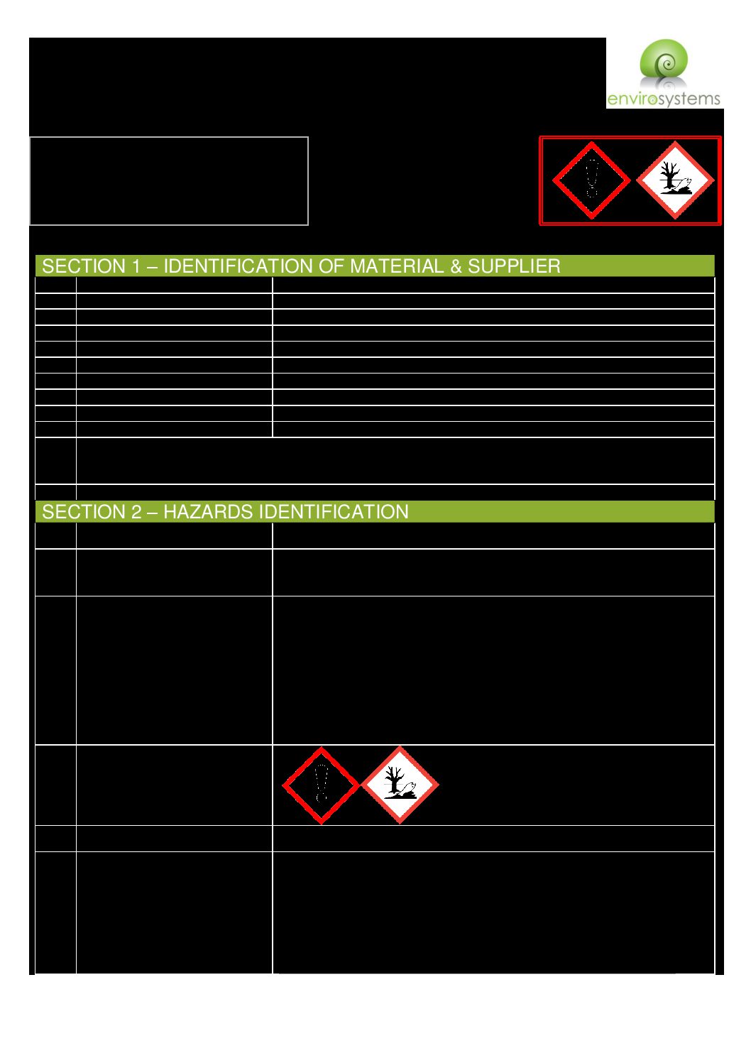 Enviro Epoxy SL Part A – SDS